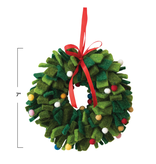 Creative Co-OP Handmade Wool Felt Wreath Ornament, 7" Round, Green