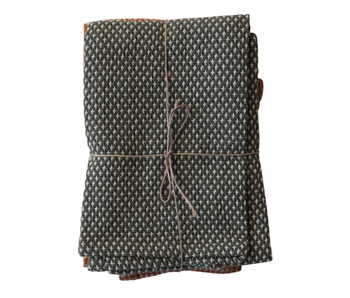 Woven Cotton Dobby Tea Towels, Orange & Charcoal, Set of 2