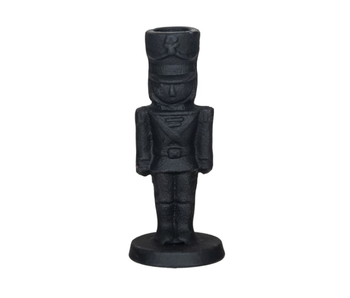 Cast Iron Soldier Shaped Taper Holder, Black