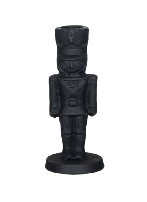 Cast Iron Soldier Shaped Taper Holder, Black