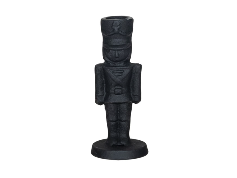 Creative Co-OP Cast Iron Soldier Shaped Taper Holder, Black