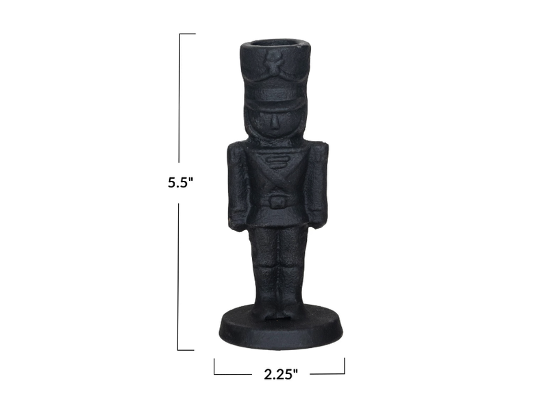 Creative Co-OP Cast Iron Soldier Shaped Taper Holder, Black