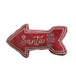 Creative Co-OP "Santa Stop Here" Velvet Arrow Shaped Lumbar Pillow