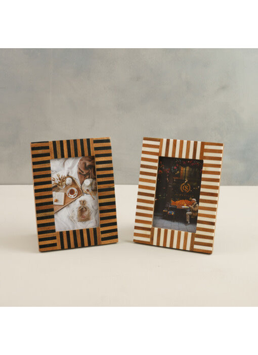 Ebony & Ivory Wood Striped Frames 4x6