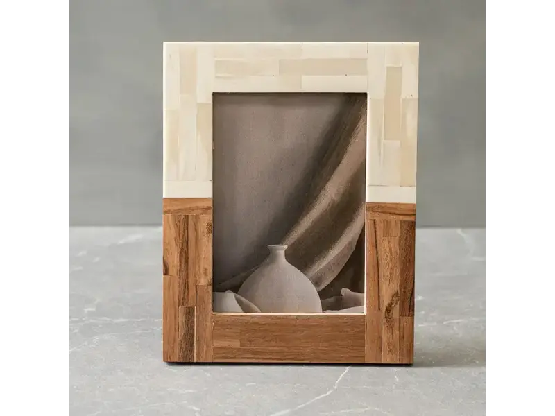 India Handicraft Exporter Half Split Wood & Bone Photo Frame