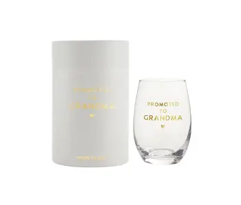 Promoted To Grandma Wine Glass