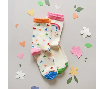 Rainbow Hearts 2 Pack Socks (3-5 years)