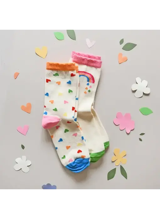 Rainbow Hearts 2 Pack Socks (3-5 years)