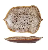Creative Co-OP Stoneware Acorn Shaped Plate, Reactive Glaze, Brown (Each One Will Vary)