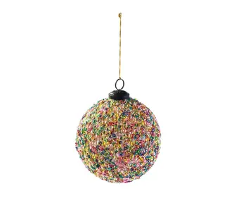 Recycled Glass Ball Ornament w/ Sequins, Multi Color