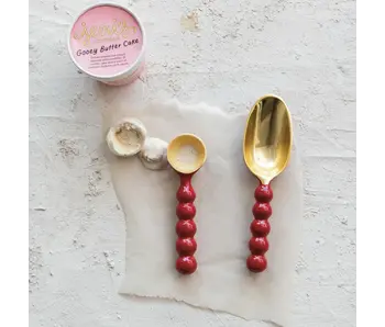 Enameled Aluminum Ice Cream Scoop, Red & Gold Finish