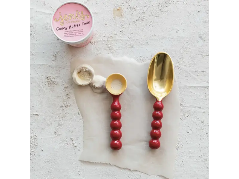 Creative Co-OP Enameled Aluminum Ice Cream Scoop, Red & Gold Finish