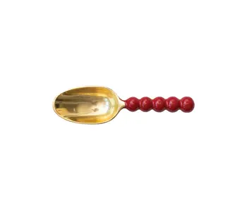 Enameled Aluminum Scoop, Red & Gold Finish