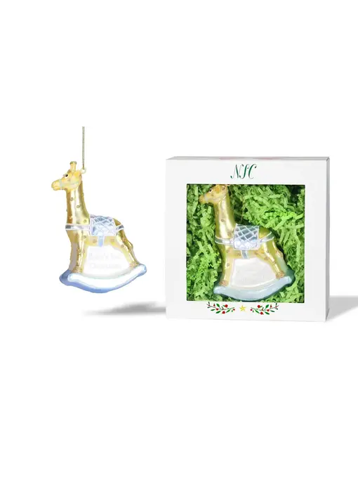 Baby Boy Giraffe Glass Ornament