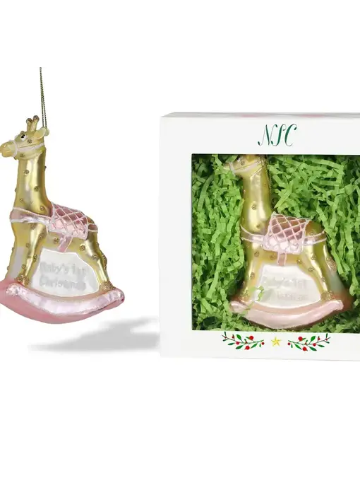 Baby Girl Giraffe Glass Ornament