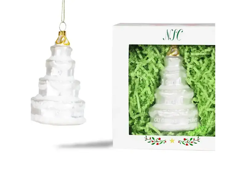 North Star Christmas Wedding Cake Glass Ornament