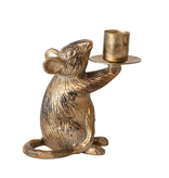 Creative Co-OP Cast Aluminum Mouse Taper Holder, Antique Gold Finish