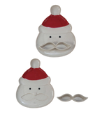 Creative Co-OP Stoneware Santa Head Shaped Platter w/ Mustache Dish, Set of 2