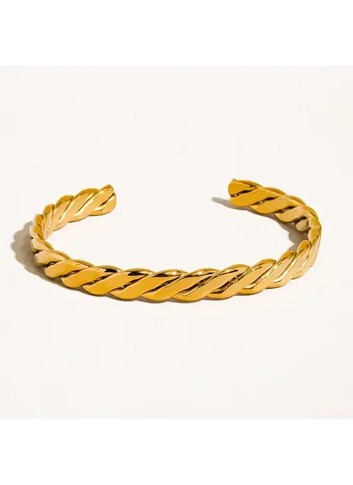 Bénir 18K Gold Non-Tarnish Braided Thin Bangle Gold