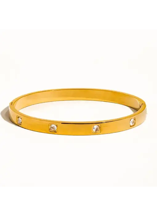 Neil 18K Gold Non-Tarnish Classic Cz Bangle Gold