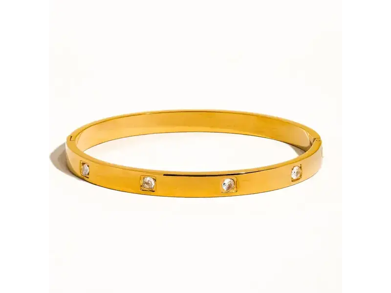 MAIQ Accessories Neil 18K Gold Non-Tarnish Classic Cz Bangle Gold
