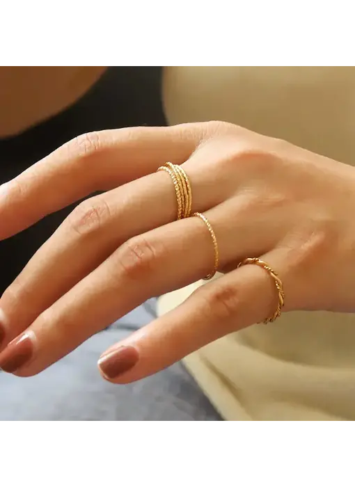 18K Non-Tarnish Minimalist Thin Rachel Braided Ring