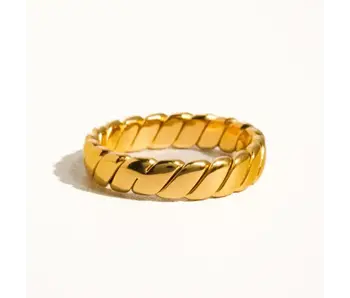 Pierre 18K Gold Non-Tarnish Braided Stack Ring Gold