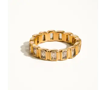Sterling Gold Non-Tarnish Gold Rhinestone Ring Gold