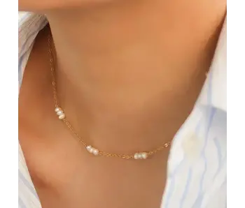 Leilani Multi Pearl 18K Non-Tarnish Petite Choker Gold