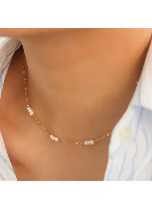 Leilani Multi Pearl 18K Non-Tarnish Petite Choker Gold