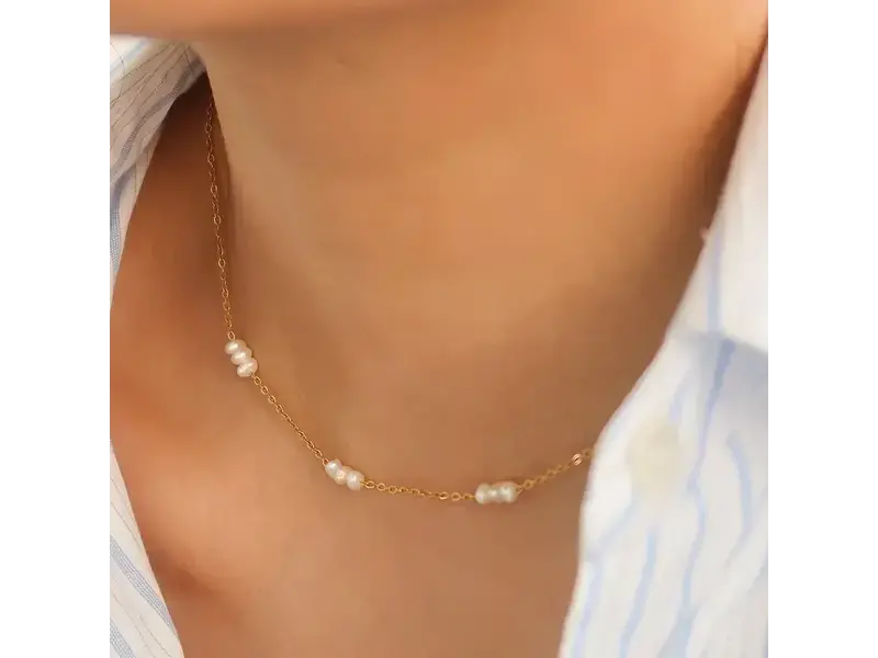 MAIQ Accessories Leilani Multi Pearl 18K Non-Tarnish Petite Choker Gold