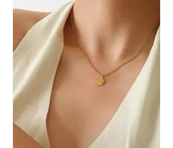 Miraz 18k Gold Non-Tarnish Round Sun Gaze Necklace