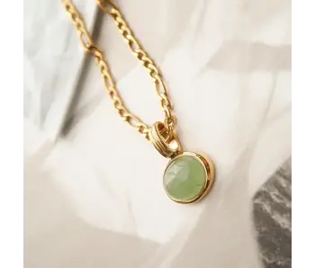 Winslow Non-Tarnish Green Stone Pendant Chain Necklace