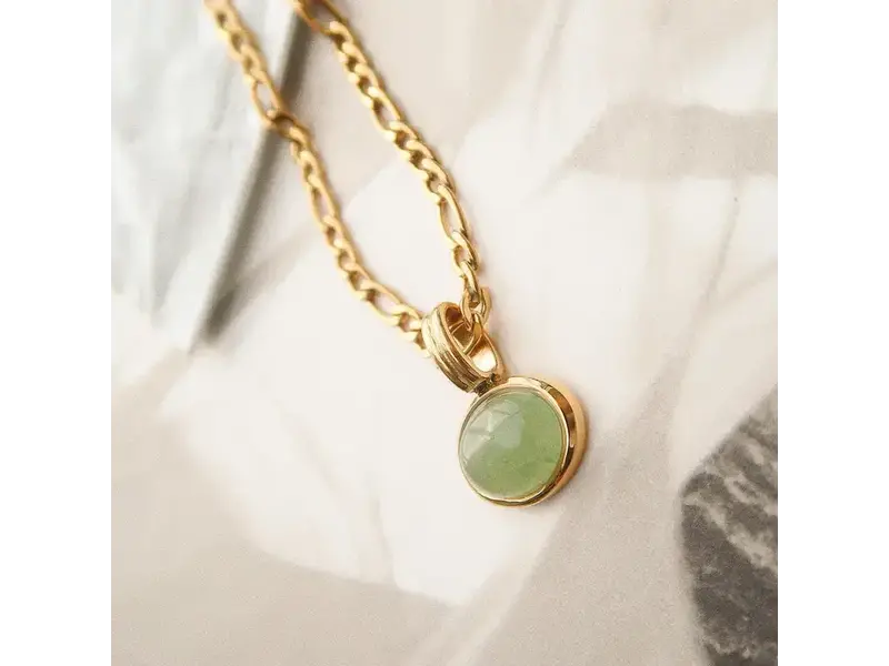 MAIQ Accessories Winslow Non-Tarnish Green Stone Pendant Chain Necklace