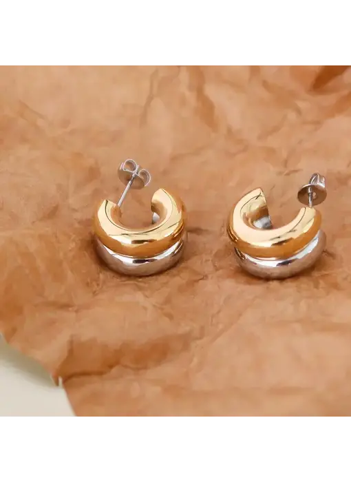Copy of Desi 18K Gold Star Cz Heart Hoop Earring