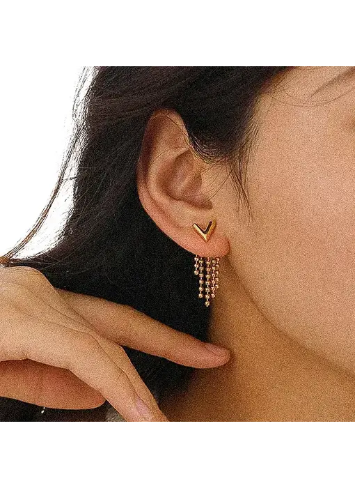 Kenzie 18K Gold Plated V Tassel Earring