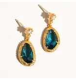 MAIQ Accessories Tria 18K Gold Dressy Gemstone Statement Earring Blue