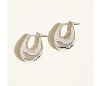 Quinn 18K Classic Droplet Hoop Earring Silver