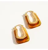 MAIQ Accessories Talia 18K Gold U-Shaped Boho Hoop Earring Red