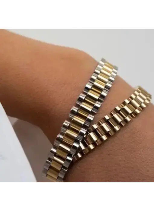 Watch Band Link Bracelet, Steel Rol-X Gold