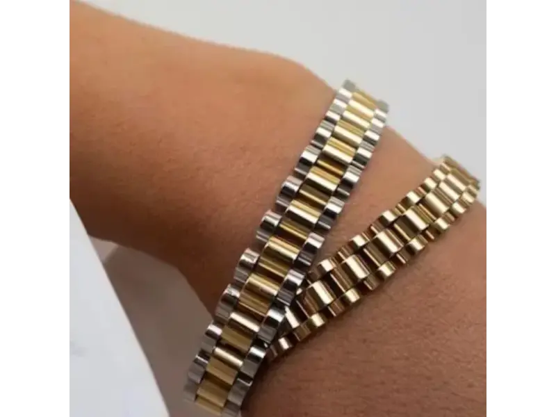 HoopLa Style Watch Band Link Bracelet, Steel Rol-X Gold