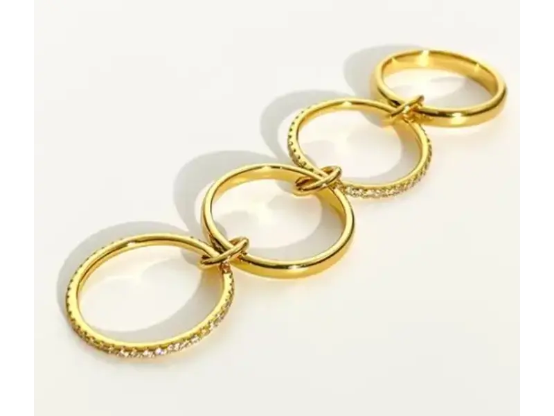 HoopLa Style Multi Band Eternity Ring Band- Stacking Bands Silver
