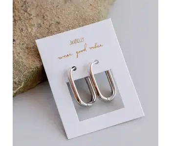 Silver Hoop - Large Rectangle - Earrings