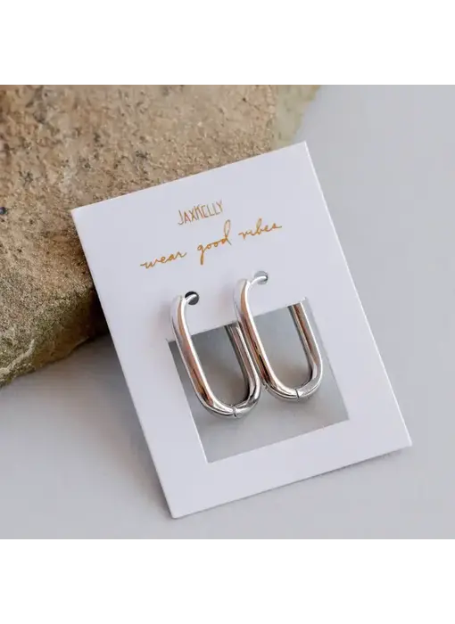 Silver Hoop - Large Rectangle - Earrings