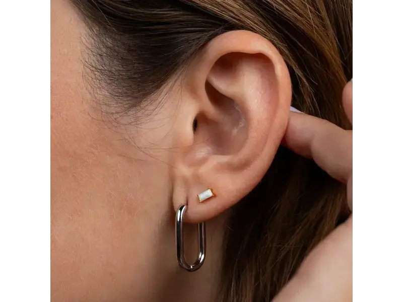 JaxKelly Silver Hoop - Large Rectangle - Earrings