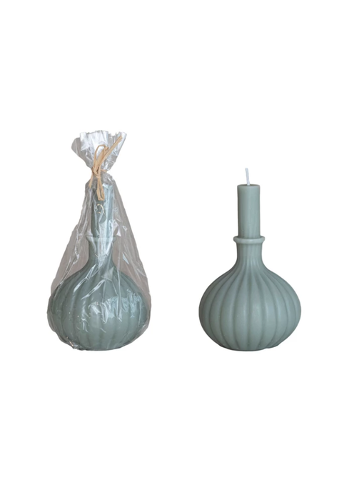 Unscented Taper in Pleated Vase Shaped Candle, Grey