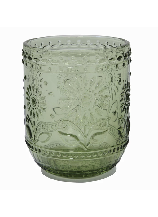 Embossed Drinking Glass - Green