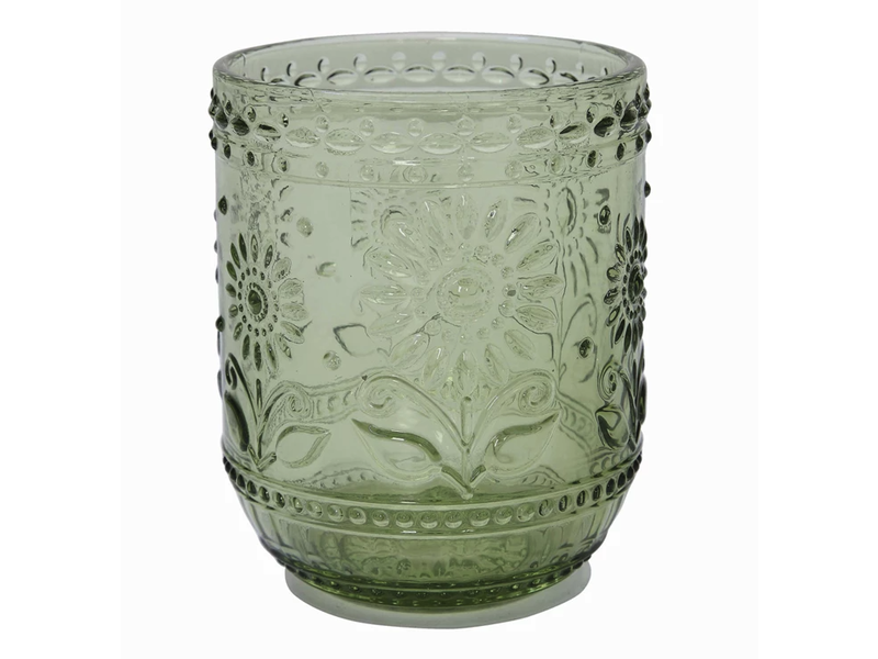Creative Co-OP Embossed Drinking Glass - Green