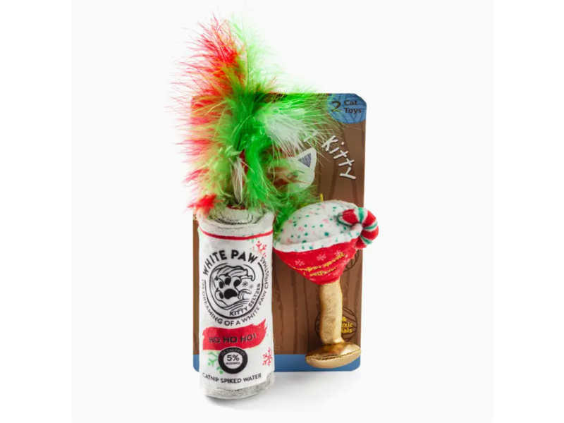 Haute Diggity Dog White Paw & Cattini Stocking Stuffers Christmas Catnip Toys
