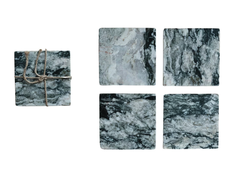 Creative Co-OP Marble Coasters, Set of 4